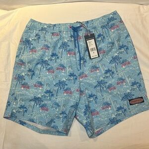 BNWT Men’s Vineyard Vines Chappy Swim Trunks ~ Beach Huts Print ~ Size Medium